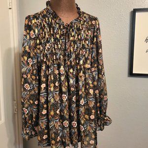 Kori America Floral Print Peasant Top